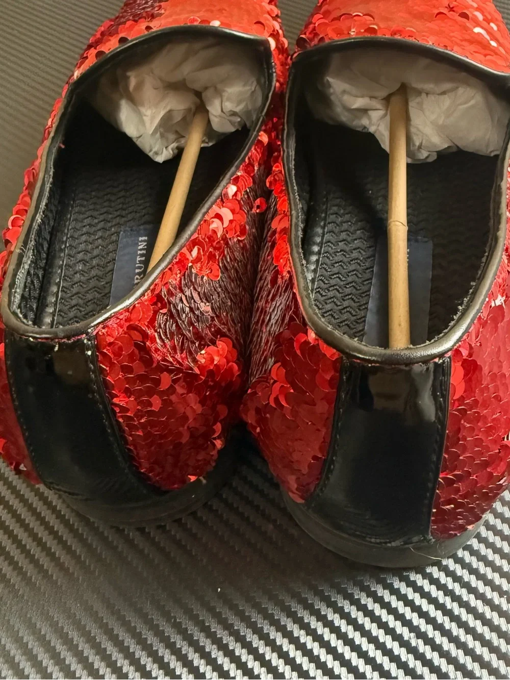 Giorgio Brutini Red Sequin Loafers Men’s 11M w/Matching Bow Tie & Suspenders Set